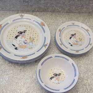 Charming Cow Chef Dinnerware Set Service For 4